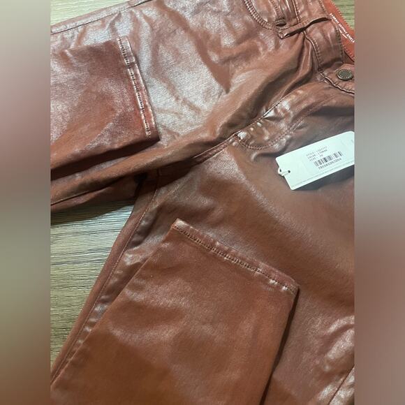 NWT Adriano Goldschmied Farrah midrise Skinny Ankle Jean leatherette red sz 30 - Picture 5 of 11